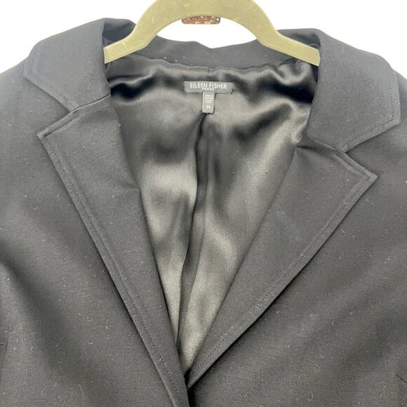 EILEEN FISHER WOMAN Blazer Jacket Black Two Button Stretch Lined Pockets 2X - Picture 3 of 12
